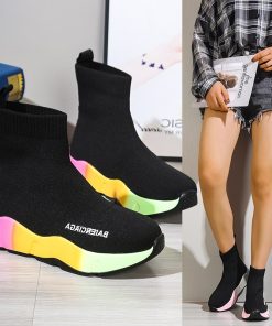 variant image4Couple Socks Shoes 2022 Spring Autumn New Thick soled Casual Large Size Net Dazzle Colour Sole