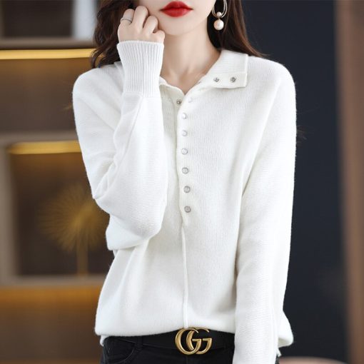 variant image4Women s Clothing Large Size Sweater Autumn Winter New 100 Pure Wool Casual Knit Tops Korean