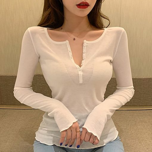 variant image6Thin Sexy Club Slim T Shirt Women Tees Womens Clothing Cotton Long Sleeve Korean Fashion Autumn