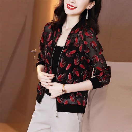 variant image8Women s Chiffon Spring Summer Outerwear V Neck Casual Floral Printing Wild Women s Clothing Lightweight