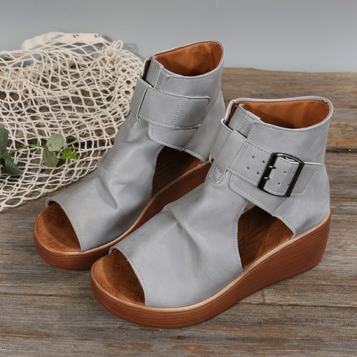 New Flat Bottom summer Ankle boots Women s wedge sandals belt Buckle Roman shoes Women Open.jpg 640x640