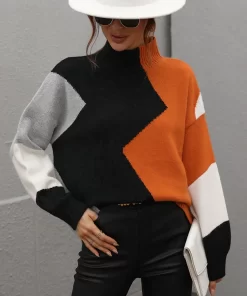 Sweater Women Fashion Tops 2022 Women Autumn Winter New Loose Color Matching Round Neck Sweater Long.jpg Q90.jpg