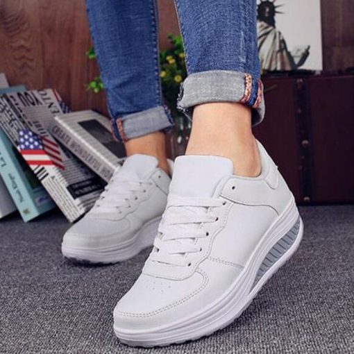 Women Sneakers Breathable Waterproof Wedges Platform Vulcanize Shoes Woman Sneaker Leather Casual Sport Shoes Zapatos Mujer 2022