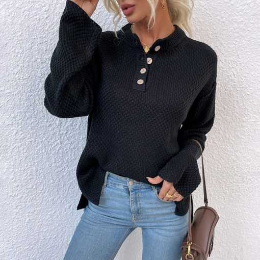 Women Sweater 2022 Fashion Solid Loose Button Knitting Sweaters Vintage Long Sleeve Female Pullover Autumn Winter.jpg 640x640