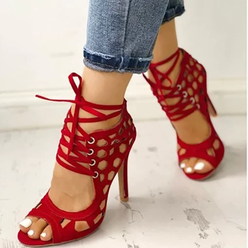Womens Sandals Fine High heeled Fashion 2022 Casual Fighter High Heels Womens Shoes Summer Cross Strap Sandals 1 1