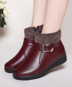 main image02022 Women Winter Casual Platform Block High Heels Ankle Boots Female Suede Fleece Zipper Buckle Warm