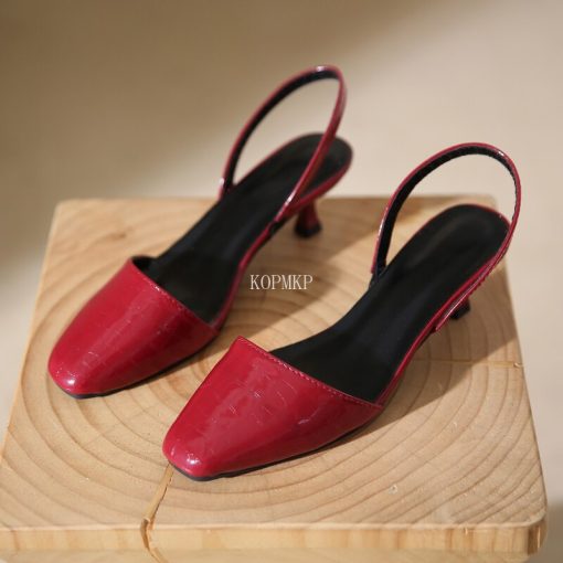 main image02023 Sexy Pointed Toe Ankle Straps Women Summer Leather Sandal Warp Matching Sandal Elegant Slingbacks Shoes