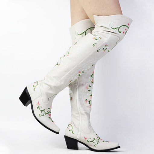 main image0AOSPHIRAYLIAN Western Cowboy Sewing Floral Winter Boots For Women 2022 Over The Knee Boots Elegant Embroidery