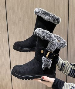 main image0Ankle Boots Women Chelsea Boots Fur Winter Shoes 2022 Luxury Designer Suede Warm Short Plush Snow