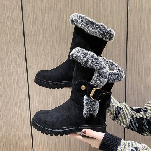 main image0Ankle Boots Women Chelsea Boots Fur Winter Shoes 2022 Luxury Designer Suede Warm Short Plush Snow