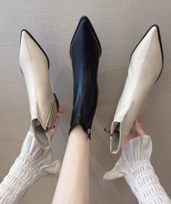 main image0Boots 2021 chunky heeled women fashion boots web celebrity matching medium heel slim Chelsea ankle boots