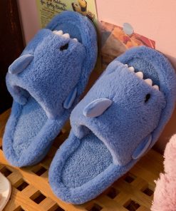main image0Comwarm Autumn And Winter Cartoon Shark Wool Slippers For Women Soft Home Men s Indoor Household