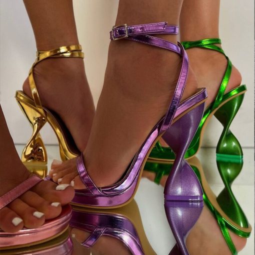 main image0Fashion Female Sandals Women Heels Ladies Shoes Sexy Party Women Pumps 2022 Summer Square Toe Purple