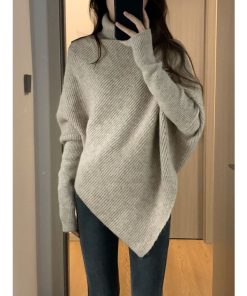 main image0Ladies Sweater Dress Blue with Headings Knitted Tops Sweaters for Women Vintage Crochet Long Cashmere Winter