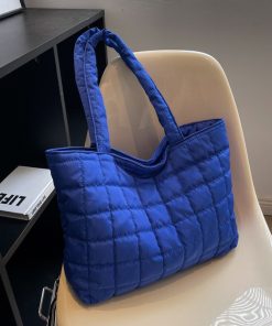 main image0Large Capacity Winter Shoulder Bag New Solid Nylon Handbags Cotton Casual Tote Bags For Women Fashion