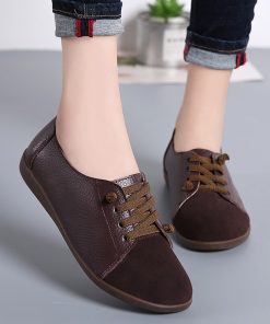 main image0Leather Shoes Woman Spring Ladies Shoes Non slip Flats Lace Up Sneakers Women Oxford Shoes Plus