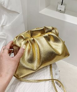 main image0Luxurious Gold Cloud Bag For Women Leather Hobos Retro Cloud Crossbody Bag Small Phone Bag Design