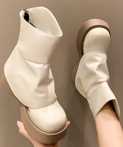 main image0Modern Ankle Boots For Women Chelsea Booties 2022 Gladiator Fashion Ladies Round Toe Short Zipper Platform
