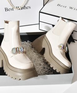 main image0New Crystal Chelsea Ankle Snow Boots 2022 Fashion Winter Women Shoes Flats Platform Non slip Sport
