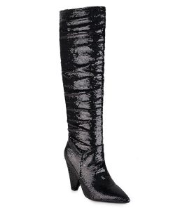 main image0Pointed Sequins Color Embroidery Shiny Knee Length Boots Bling Gradient Color Dot Pattern Winter Boots Color