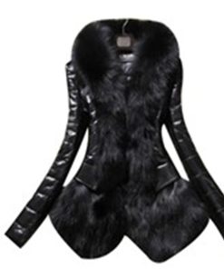 main image0Promotion New Faux Leather Jacket Female Women Winter Coat Thickening Cotton Winter Jacket Womens Outwear Fur