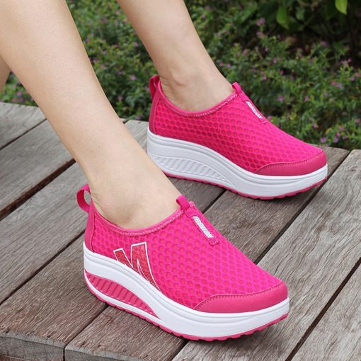 main image0Shoes Women Mesh Flat Shoes Sneakers Platform Shoes Women Loafers Breathable Air Mesh Swing Wedges Shoe