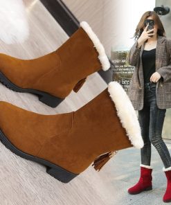 main image0Sneakers women boots 2021 solid velvet warm non slip ankle boots women shoes winter snow boots