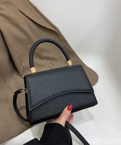 main image0Solid Pu Leather Shoulder Bag Fashion Designer Handbags Top Handle Bags For Women Casual Crossbody Bags