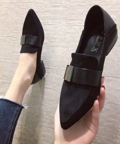 main image0Spring Autumn Women Oxford Shoes Pointed Toe Boat Shoes Ladies Low Heels Dress Shoes Buckle Metal