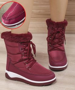 main image0Women s Thicken Plush Waterproof Snow Boots Platform Warm Fur Ankle Boots Woman Winter 2022 Casual