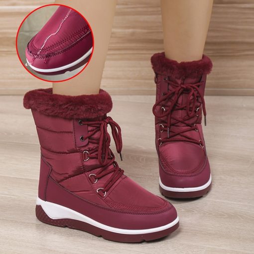 main image0Women s Thicken Plush Waterproof Snow Boots Platform Warm Fur Ankle Boots Woman Winter 2022 Casual