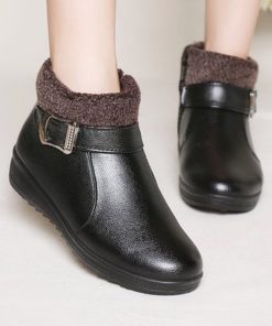main image12022 Women Winter Casual Platform Block High Heels Ankle Boots Female Suede Fleece Zipper Buckle Warm