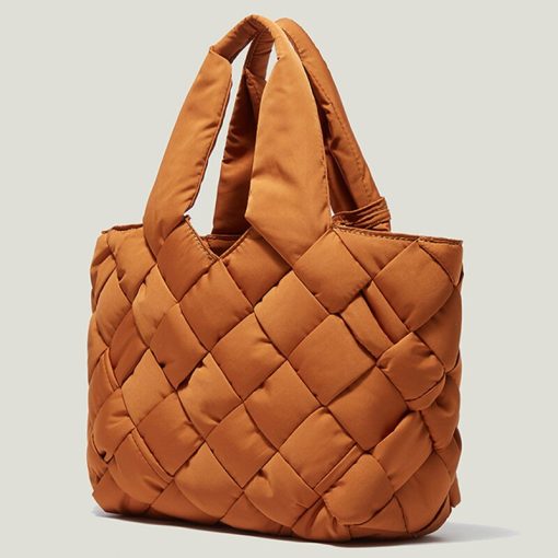 main image1Designer Braided Women Handbags Large Capacity Soft Padded Tote Bag Lady Winter Down Cotton Shoulder Bag