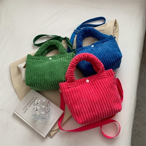 main image1Fashion Corduroy Women s Bag 2022 Trend New Handbags Niche Versatile Bucket Shoulder Bags Female Nylon