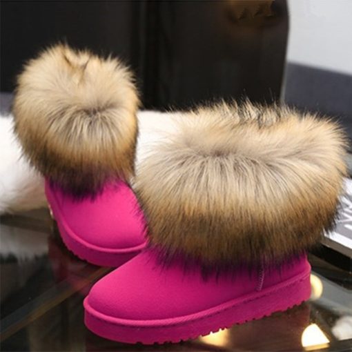 main image1Genuine Leather Woman Ankle boots 2021 New Winter Women shoe Flats Real Fox fur Warm Female