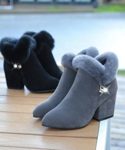 main image1Large Size Women s Boots 2022 Autumn and Winter New Warm Cotton Boots Round Head Rhinestone