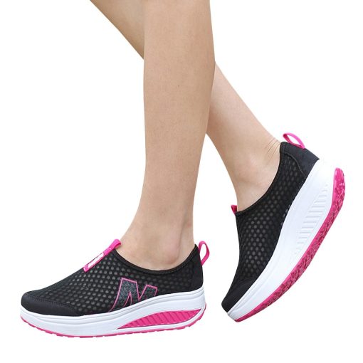 main image1Shoes Women Mesh Flat Shoes Sneakers Platform Shoes Women Loafers Breathable Air Mesh Swing Wedges Shoe