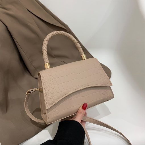 main image1Solid Pu Leather Shoulder Bag Fashion Designer Handbags Top Handle Bags For Women Casual Crossbody Bags