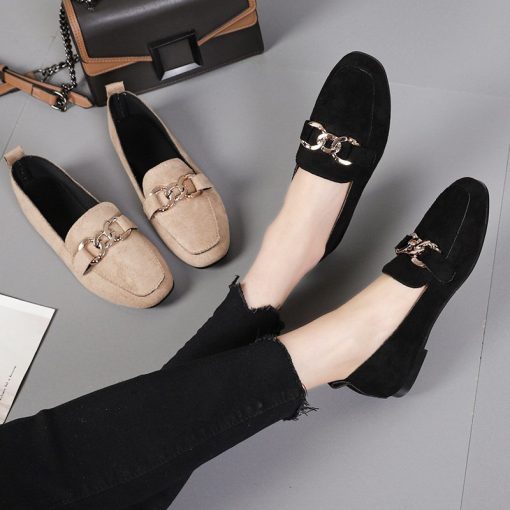 main image1Spring Fashion Flat Shoes Women Quality Metal Slip on Loafer Shoes Ladies Flats Mocassins Big Size