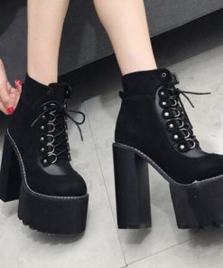 main image1Wholesale Black Ladies Boots Heel Spring Women Autumn Shoes Outerwear Round Toe Ankle Boots for Women