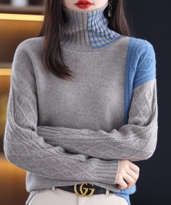 main image1Winter Women s Sweaters Fashion Casual Long Sleeve Turtleneck Thick Female Pullover 100 Wool Knit Tops