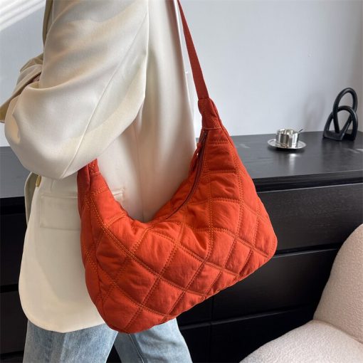 main image1Women Bag Nylon Brand Quilted Padded Short Handle Totes Luxury Big Handbags Lady Soft Shoulder Satchels 1
