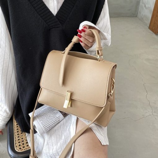 main image1Women Leather Handbags Simple Top handle Bags Female Vintage Shoulder Bag for Girls Bolsa Ladies Crossbody