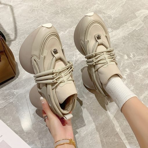 main image1Women Sneakers Genuine leather Platform Sneakers Women Casual Shoes Chunky Sneaker 6CM Increase Designer Thick Sole