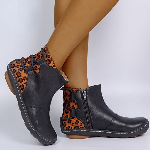 main image1Womens Shoes 2022 New Comfortable Soft Bottom Ankle Boots for Men Plus Size Leopard Print Couple