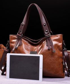 main image22021 New Fashion Casual Tote Bag Women Handbags Soft Leather Shoulder Bags Vintage Big Capacity Crossbody