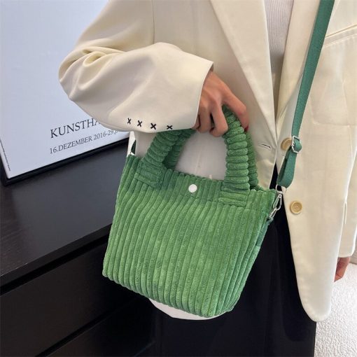 main image2Fashion Corduroy Women s Bag 2022 Trend New Handbags Niche Versatile Bucket Shoulder Bags Female Nylon