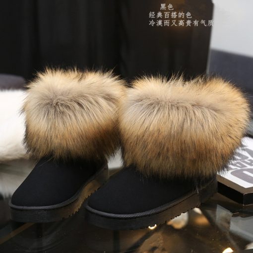 main image2Genuine Leather Woman Ankle boots 2021 New Winter Women shoe Flats Real Fox fur Warm Female