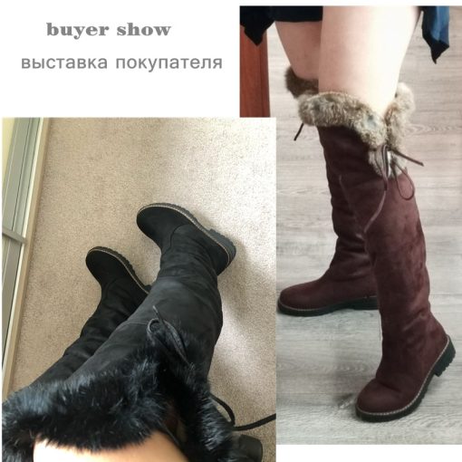 main image2Hot Warm Snow Boots Women 2022 Winter Shoes Over Knee High Boot Ladies Fashion Low Heels