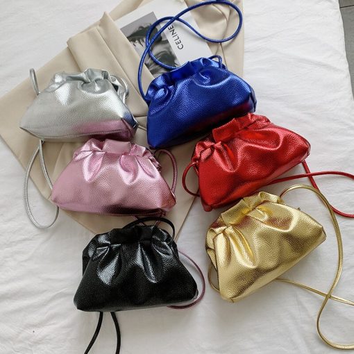 main image2Luxurious Gold Cloud Bag For Women Leather Hobos Retro Cloud Crossbody Bag Small Phone Bag Design
